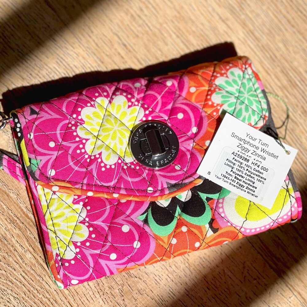 Vera Bradley - Turnlock Smatphone Wallet Wristlet - Ziggy Zinnia Orange Floral